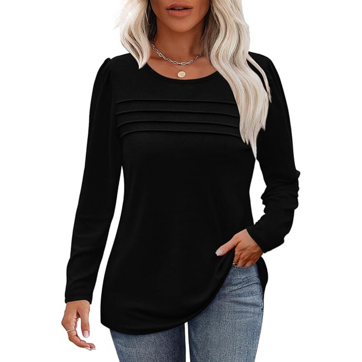Levoire | Plissé Manches Longues Tunique Topsarah Noir