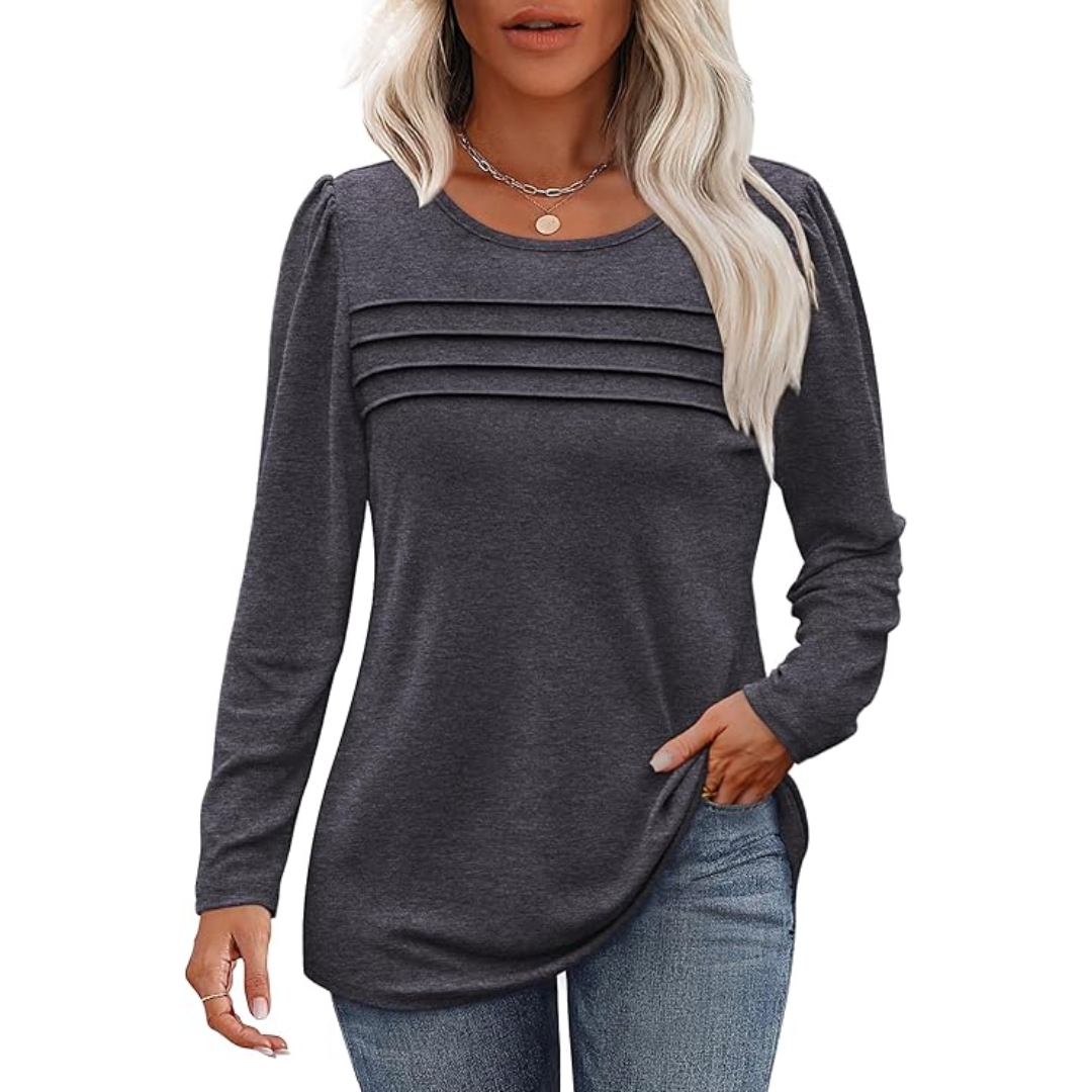 Levoire | Plissé Manches Longues Tunique Topsarah Gris