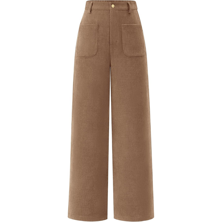 Levoire | Pantalon Palazzo Évasé À Taille Haute Et Poches Clarissa Khaki