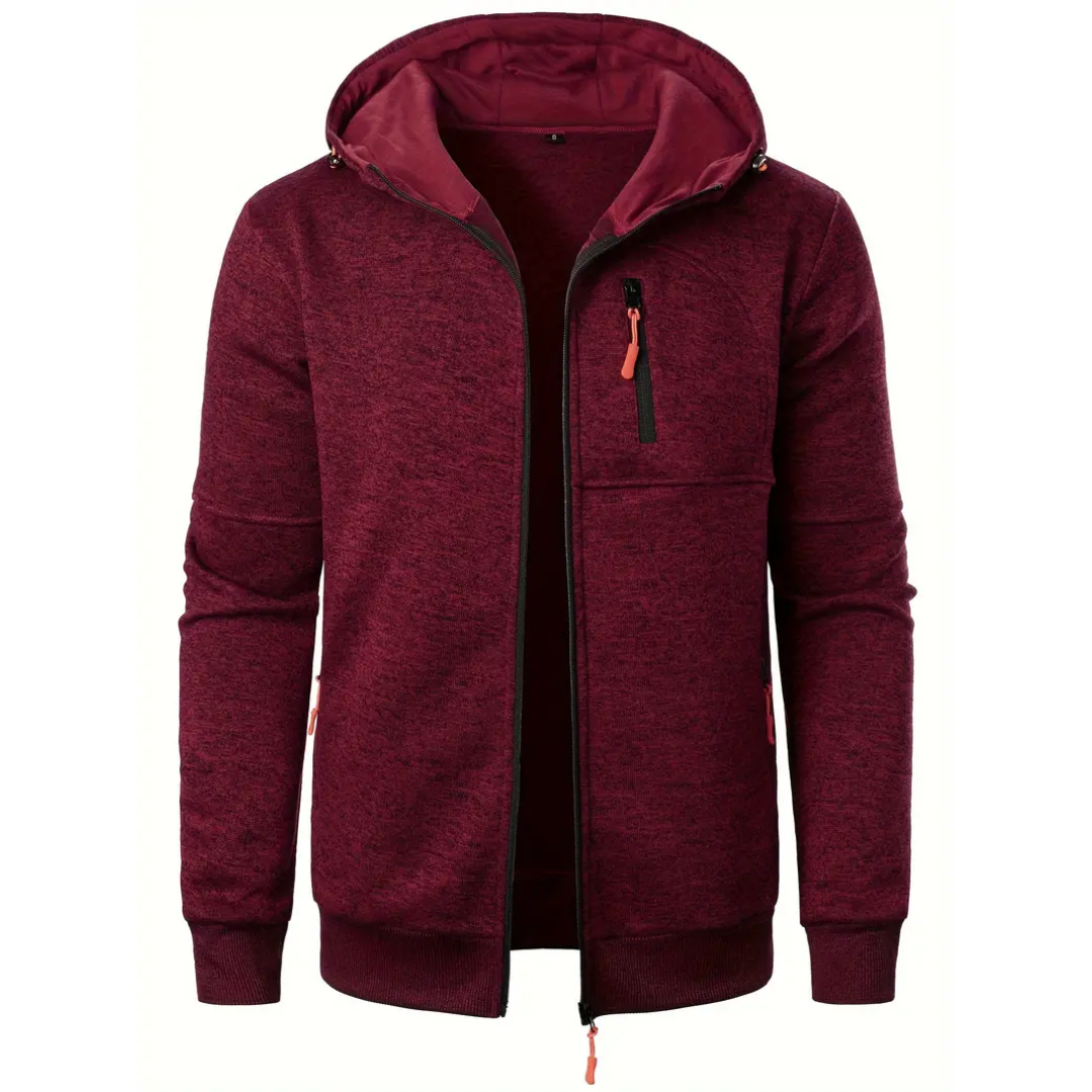 Levoire | Veste Chaude Pour Hommes Avec Fermeture Éclair, Capuche Et Poches Rot