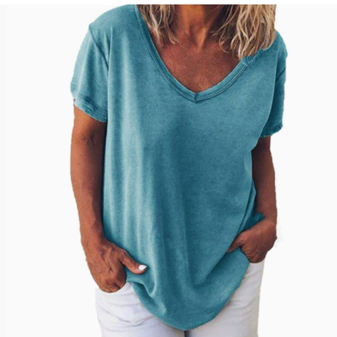 Levoire | Blouse Court Manche FR Femmes Pour Le Printemps Bleu