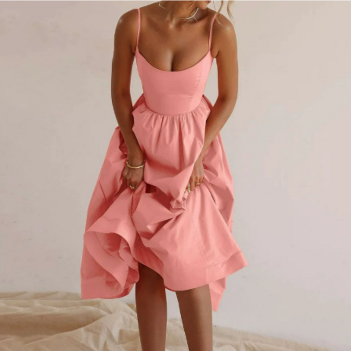 Levoire | Robe D'Invité De Mariage À Bretelles Spaghetti Pour - Femmes - Midi Rose