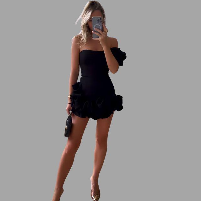 Levoire | Satin À Épaulettes Robe De Soirée Pour Femmes Robe De Soirée Élégante Noir XS
