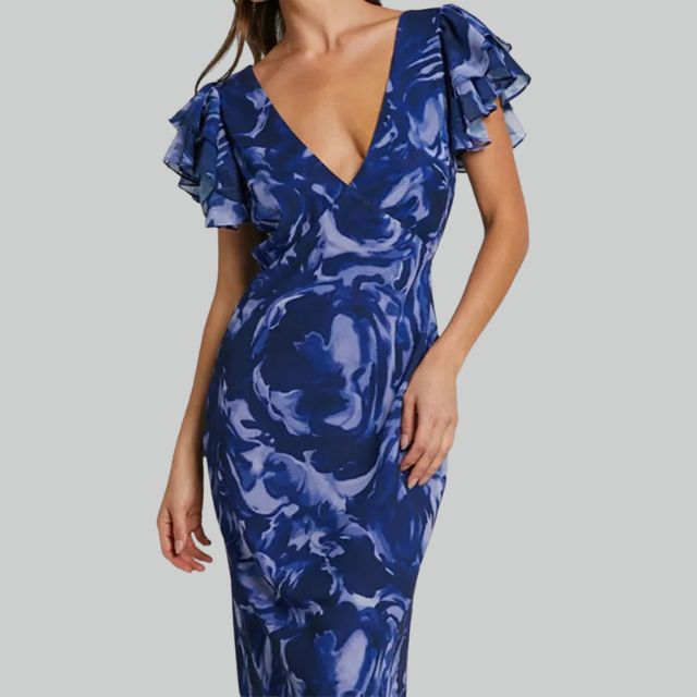 Levoire | Maxi-robe à volants pour femme - Bleu