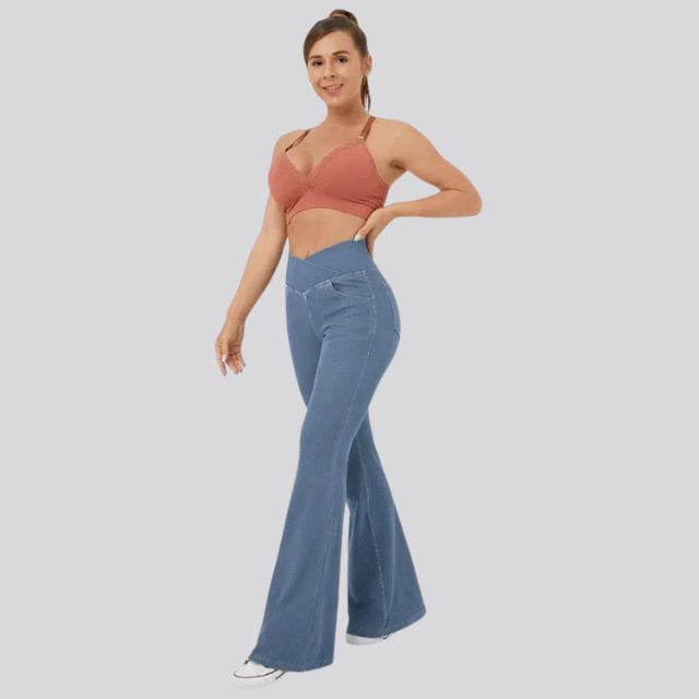 Levoire | Leggings À Taille Haute Et Jambes Larges Bleu clair