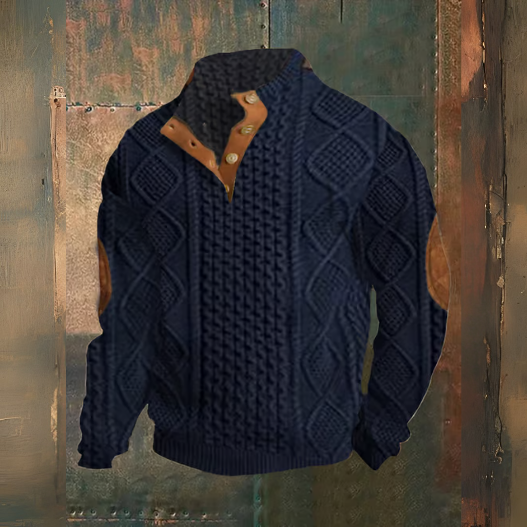 Levoire | Pull À Imprimé Western Avec Des Couleurs Contrastées Et Des Boutons Marine bleu