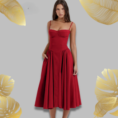 Levoire | Robe Midi Avec Corset Rot