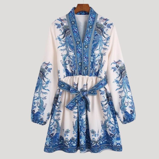 Levoire | Robe Midi Avec Sensation Cachemire Et Ceinture De Taille Bleu