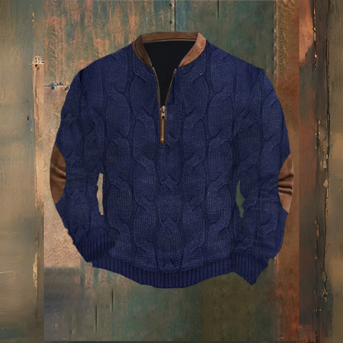 Levoire | Western Colorblock Impression Art Col Montant Zip Up Pull-Over