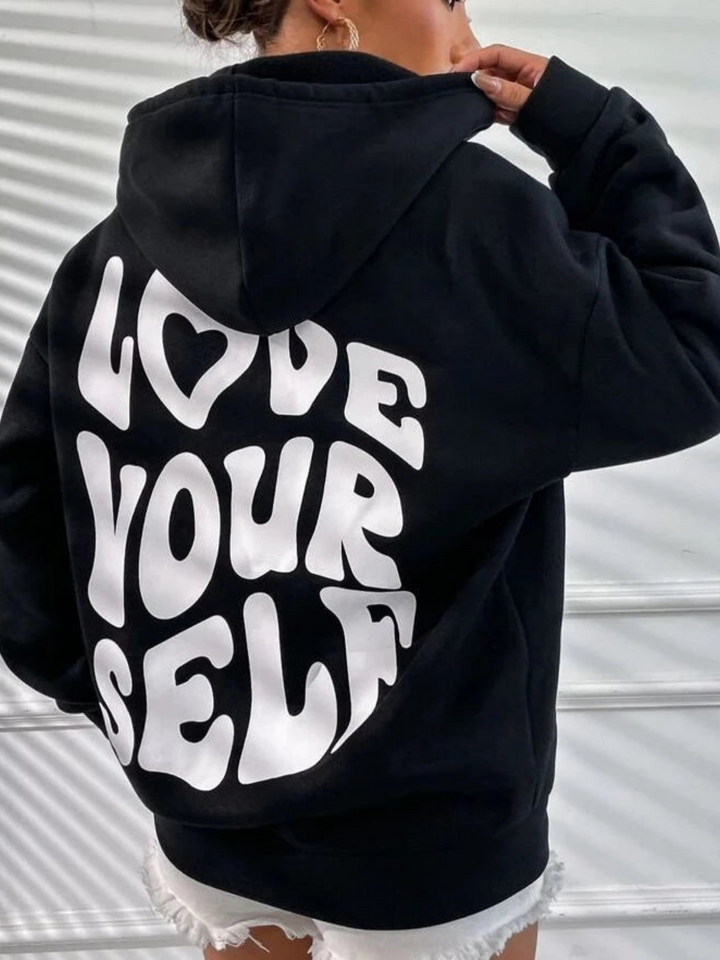 Levoire | Grande Taille Sweat À Capuche Avec Imprimé Audacieux Pour Femmes Noir