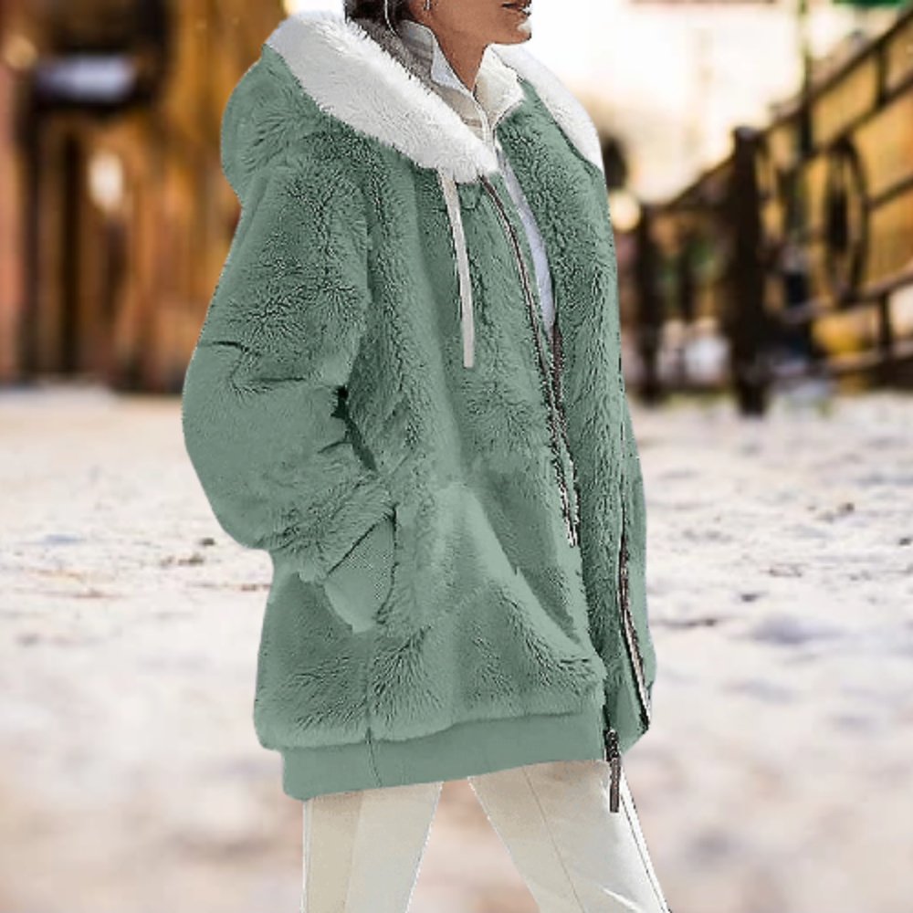 Levoire | La Veste À Capuche Plüsch Hiver Confort Vert