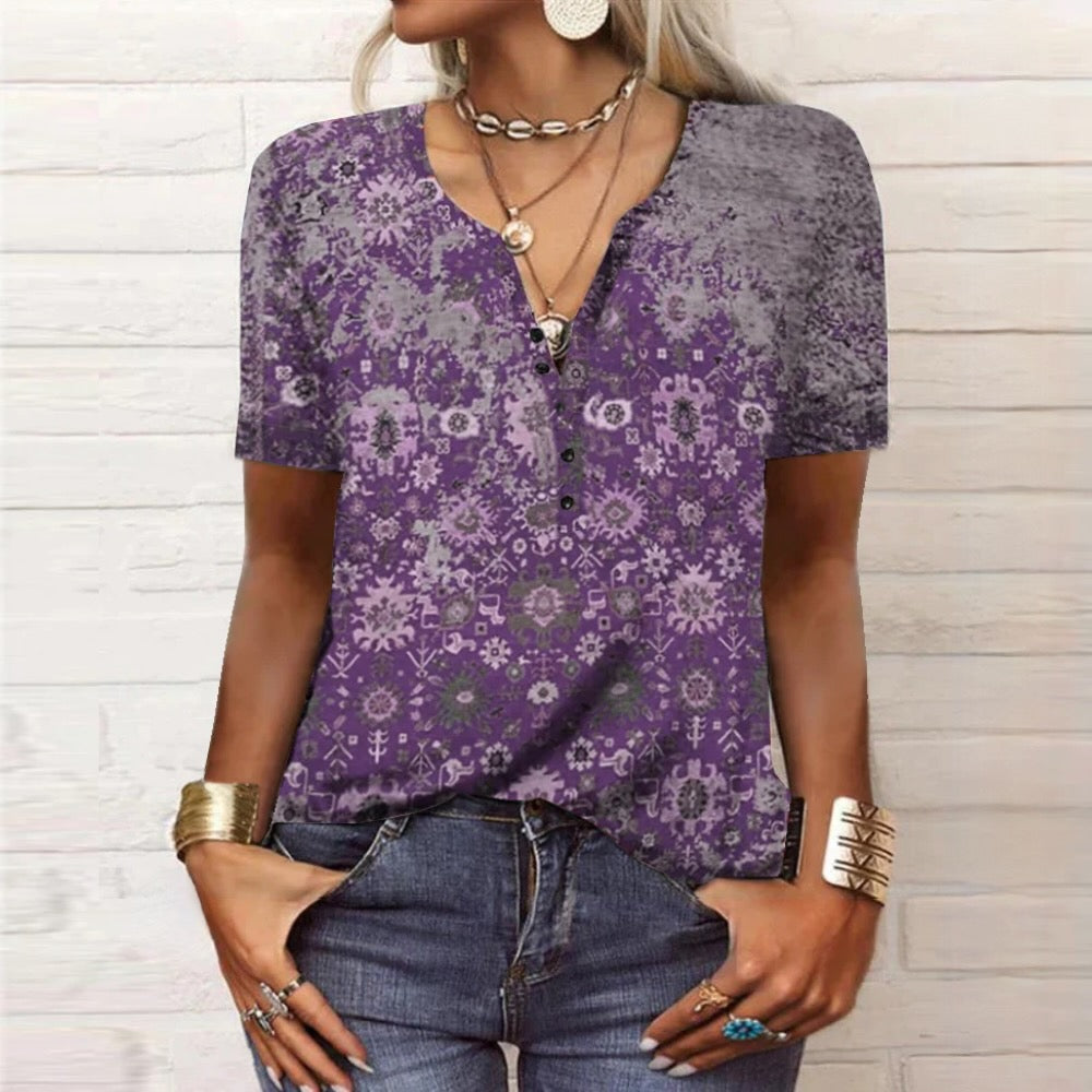 Levoire | Chemise Coton Femme Motifs Printemps Été Violet