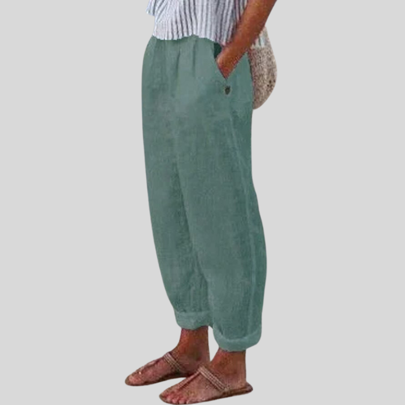 Levoire | Pantalons Femme Jambes Larges Poches Vert foncé