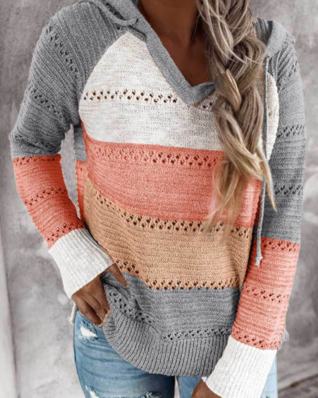 Levoire | Sweat À Capuche Décontracté D'Automne Avec Des Rayures Élégantes Pour Femmes Orange