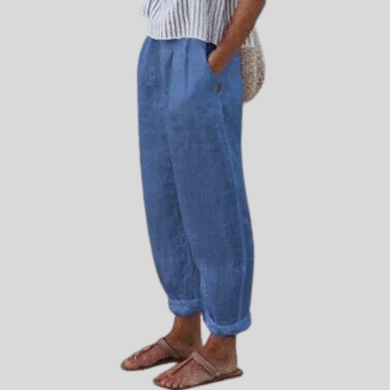 Levoire | Pantalons Femme Jambes Larges Poches Bleu