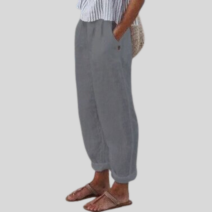 Levoire | Pantalons Femme Jambes Larges Poches Gris