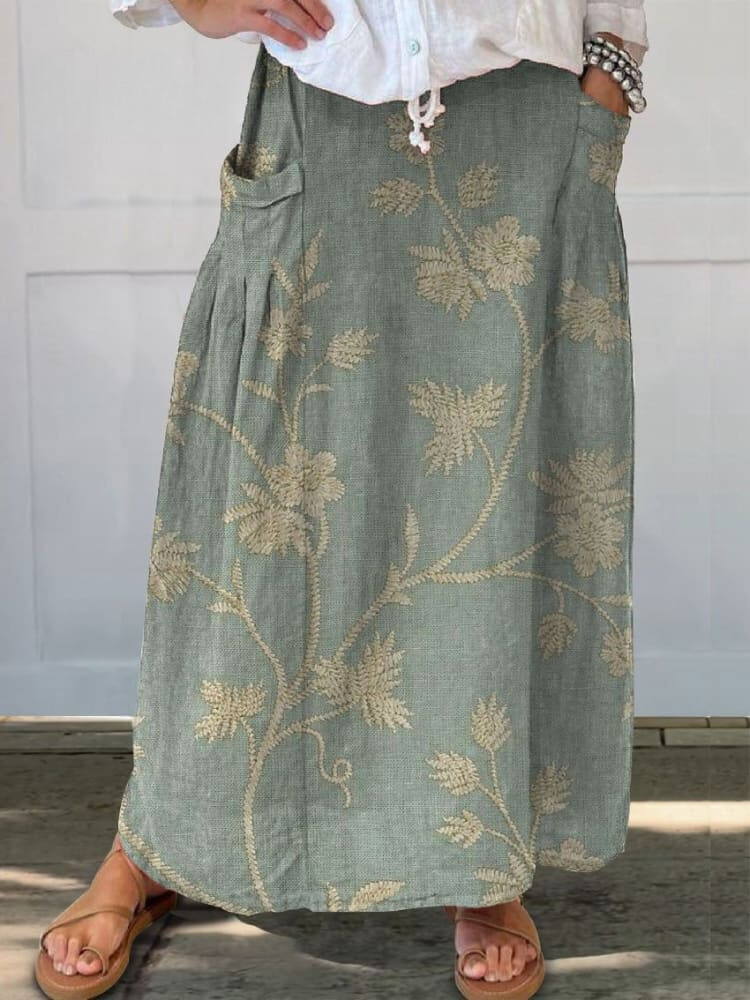 Levoire | Jupe À Motif Floral Avec Poche Vert