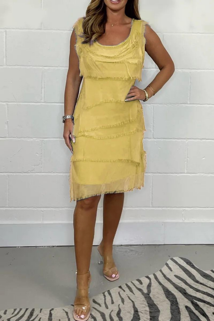 Levoire | Robe Chiffon Sans Manches Jaune
