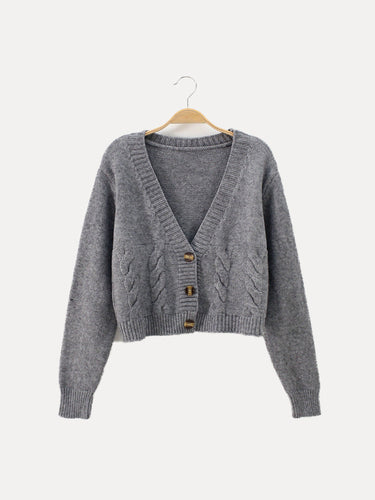 Levoire | Veste Tricotée Courte Chaude Avec Manches Longues Et Boutons