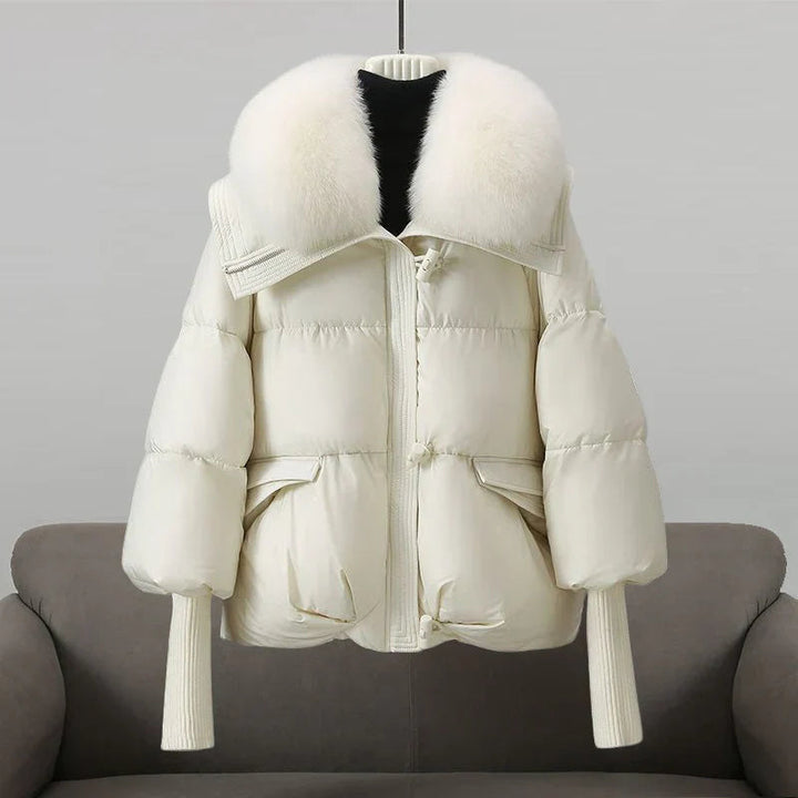 Levoire | Veste À Col En Fausse Fourrure À Manches Longues Avec Fermeture Éclair Blanc