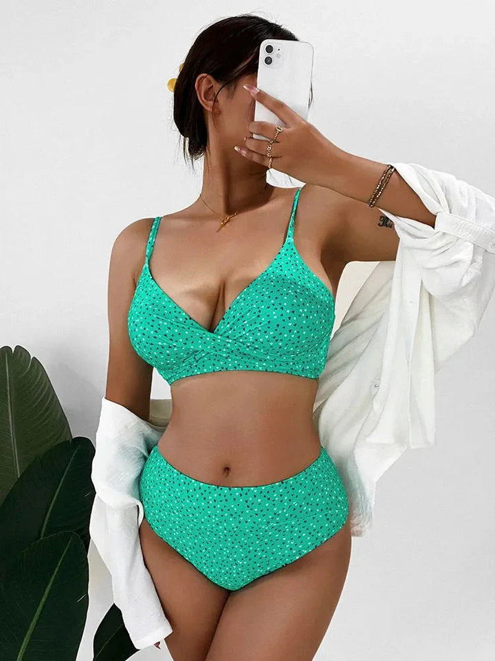 Levoire | Ensemble De Bikini Les Bikinis Taille Haute Sont La Meilleure Mode De Plage Pour Cet Été Fleuri Vert