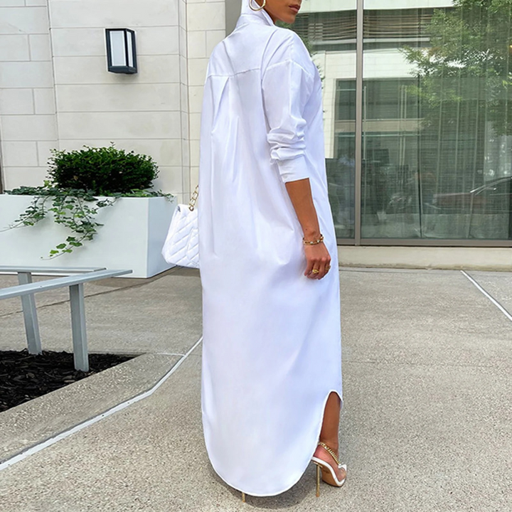 Levoire | Robe Chemisier Rose Simple Avec Col Rabattu