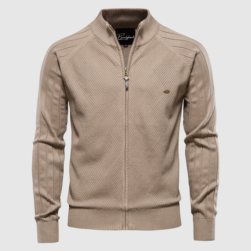 Levoire | Fermeture Éclair En Coton Tricoté Avec Manches Longues Pour Hommes Beige