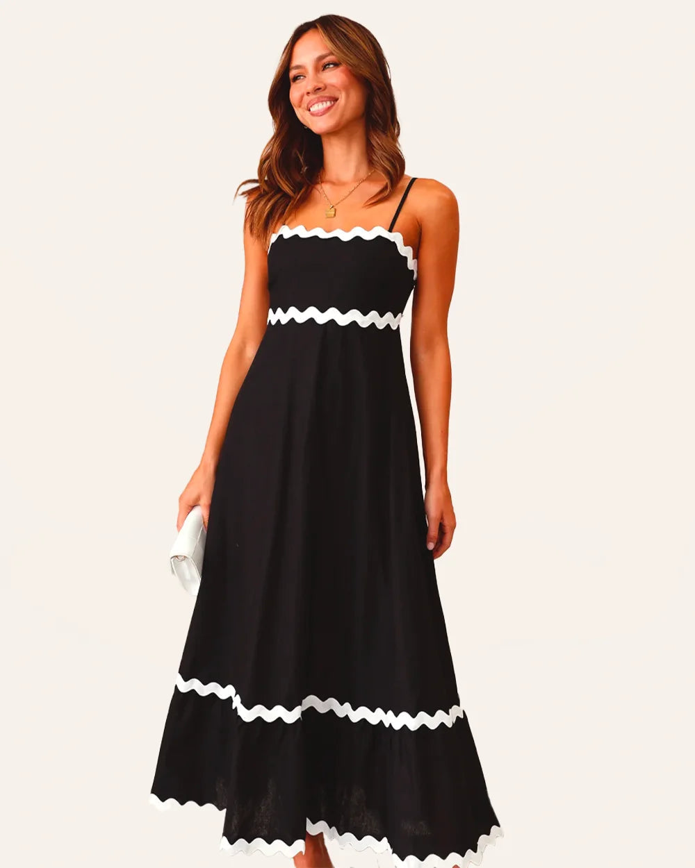 Levoire | Robe Longue Kapri En Contraste Noir