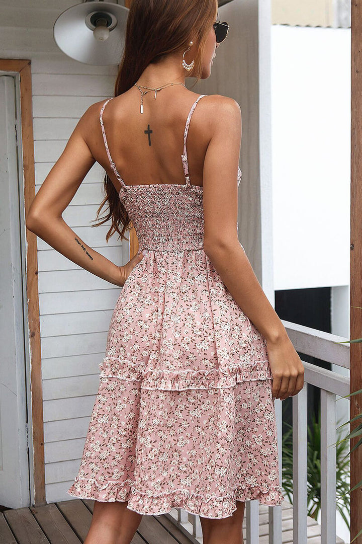 Levoire | Robe Courte À Fleurs Avec Décolleté Et Nœud
