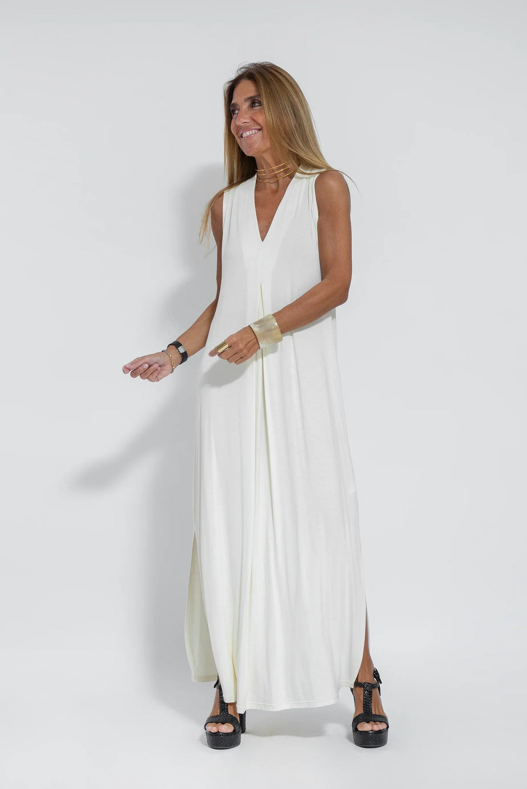 Levoire | Robe Chic Manches Légères Blanc