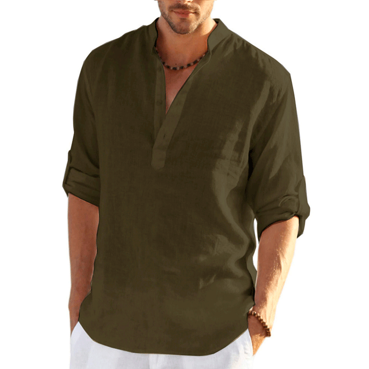 Levoire | Chemise En Lin Pour Hommes Unicolore vert