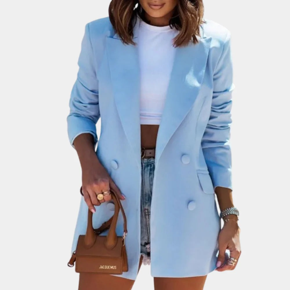 Levoire | Blazer Long À Col Réversible À Manches Longues Bleu