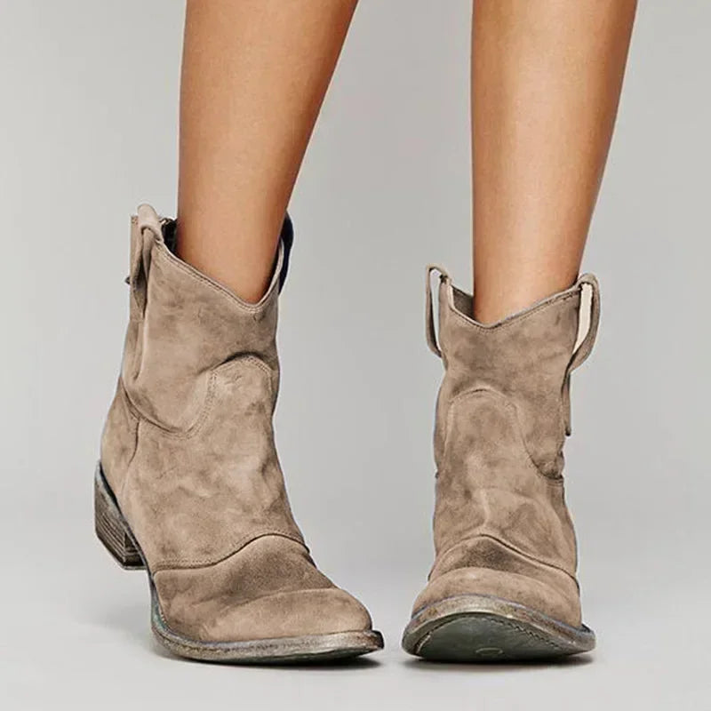 Levoire | Vinage Suede Bottines Cowboy Pour Femmes Braun
