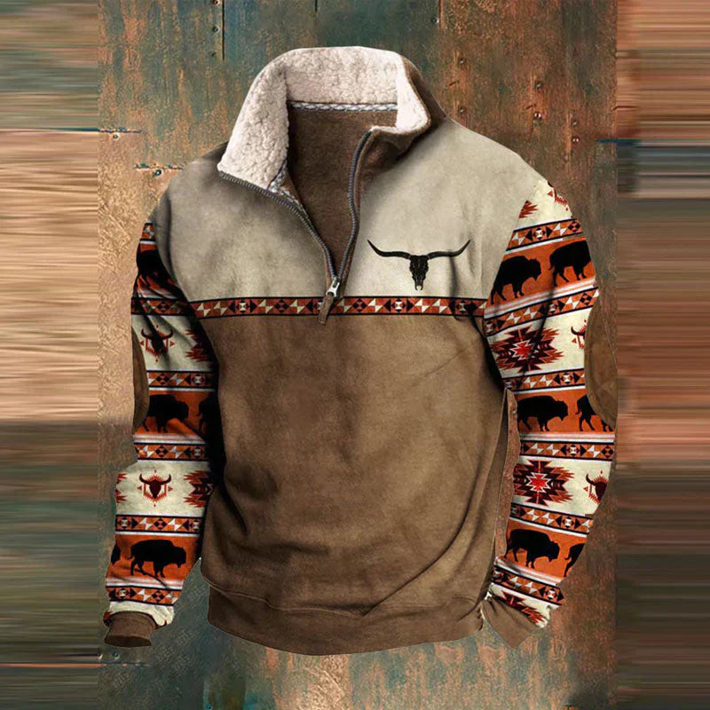 Levoire | Pull À Zip Moderne Quart De Mérd Pour Hommes Marron foncé