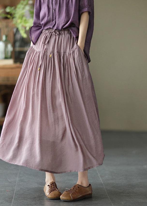 Levoire | Lilas Clair Élégant Jupe Plissée Patchwork Lin Été