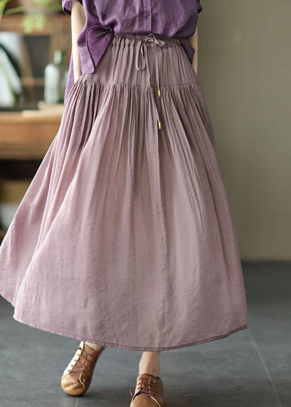 Levoire | Lilas Clair Élégant Jupe Plissée Patchwork Lin Été