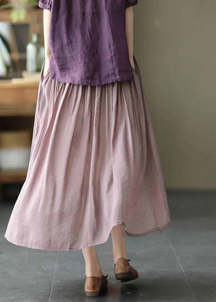 Levoire | Lilas Clair Élégant Jupe Plissée Patchwork Lin Été