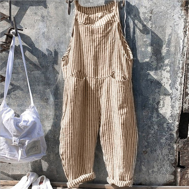 Levoire | Jumpsuit Baggy Rayé Style Vintage Jaune