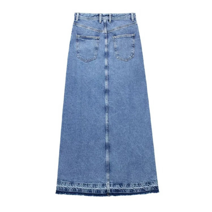 Levoire | Détail De Couture Jupe Longue Bleue
