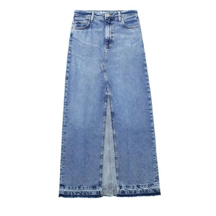 Levoire | Détail De Couture Jupe Longue Bleue Bleu