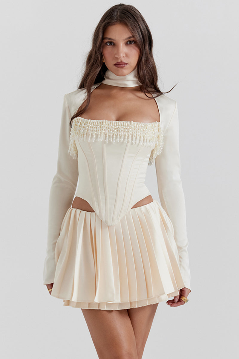 Levoire | Corset En Velours De Vin Avec Décorations En Perles
