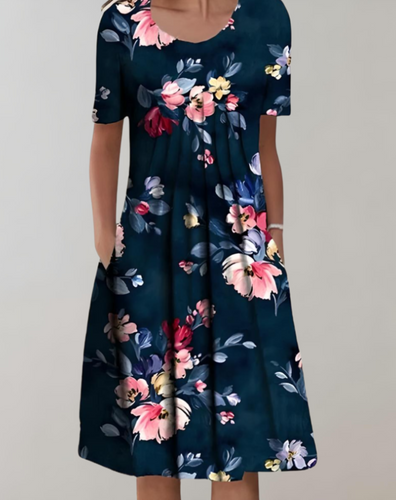 Levoire | Robe Smockée À Motifs Avec Encolure Ronde Et Poches