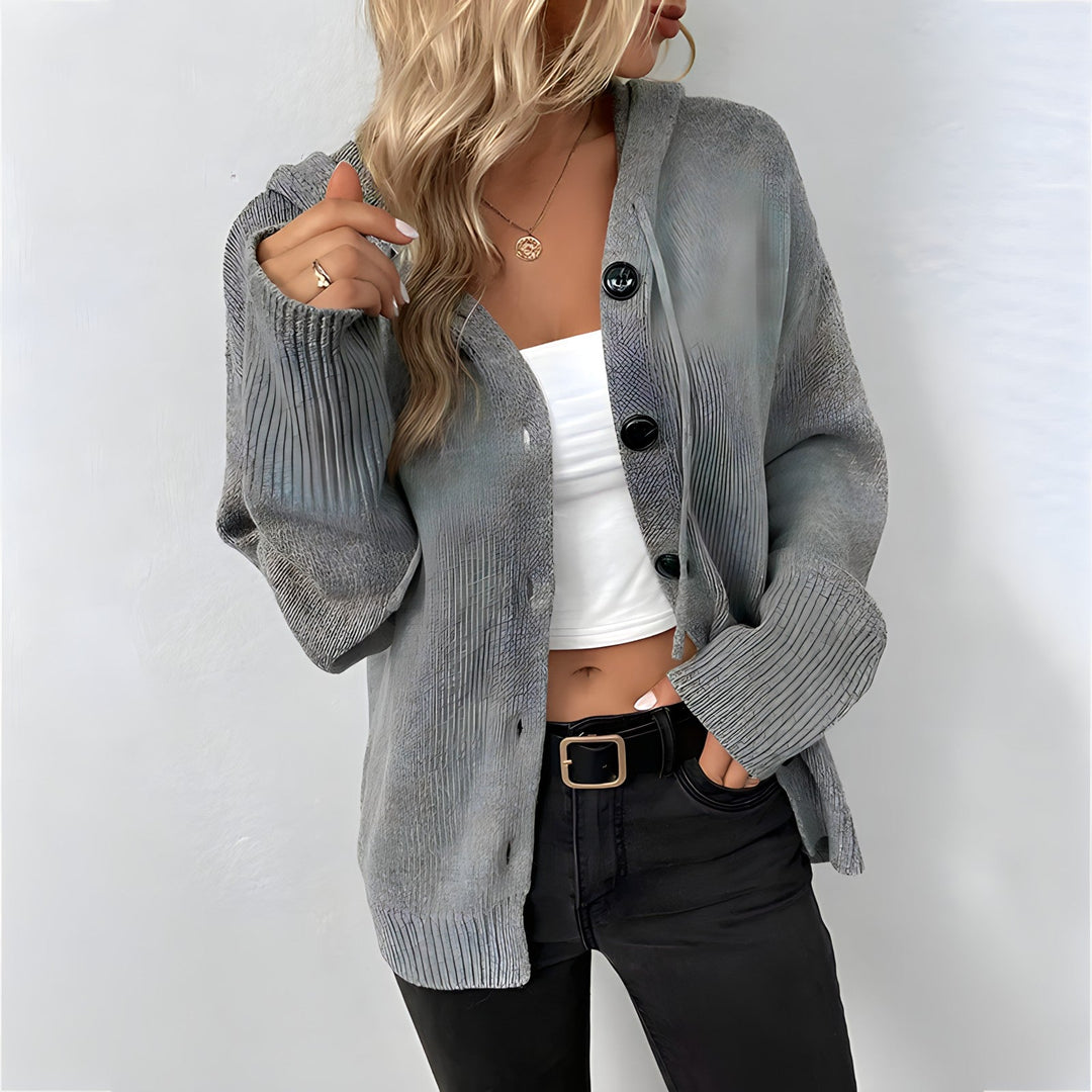 Levoire | Élégante Veste En Tricot Confortable Avec Capuche Gris