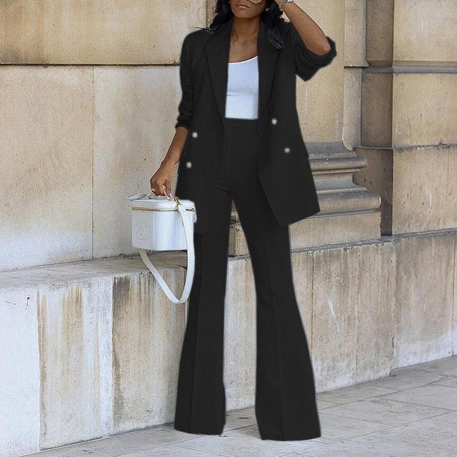 Levoire | Blazer Et Pantalon Ensemble Pour Femmes Noir