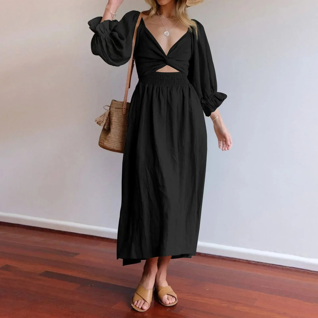 Levoire | Robe Française Avec Manches Volantes Noir