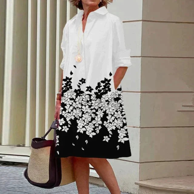 Levoire | Robe en coton élégante Fleur blanche