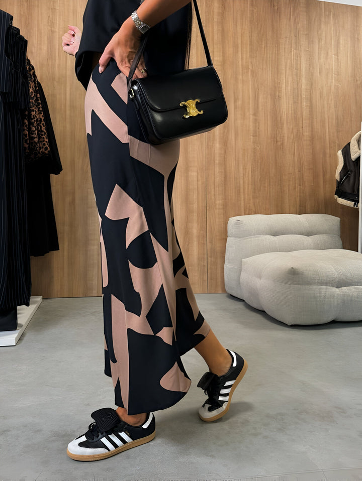 Levoire | Jupe Audacieuse Avec Motif Animal Et Taille Haute Pour Femmes Brun et Noir