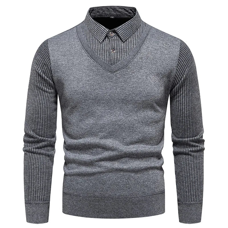 Levoire | Veste en tricot ajustée à manches longues à deux pièces gris foncé
