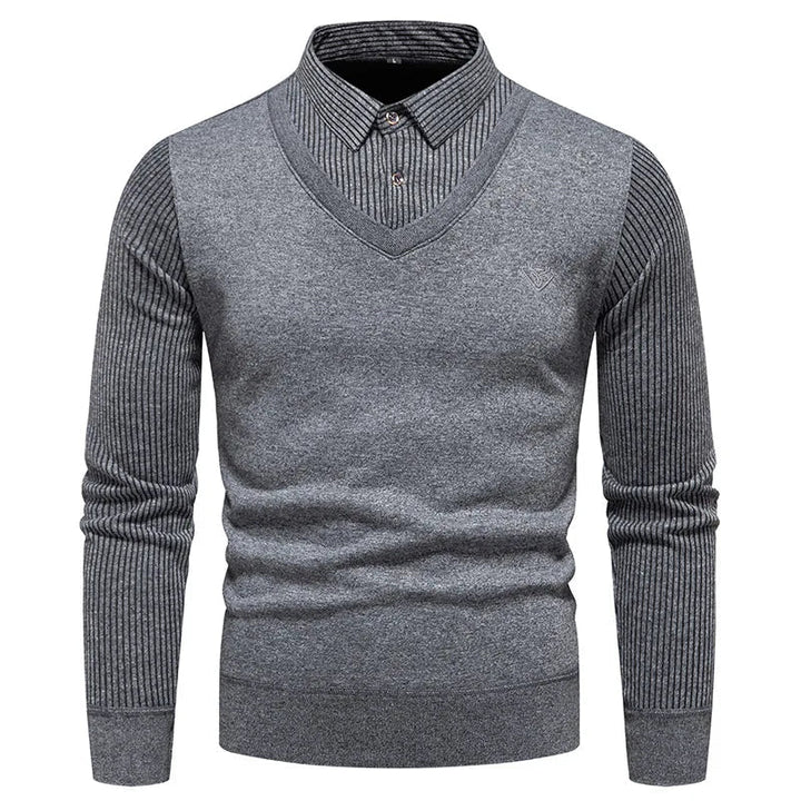 Levoire | Veste en tricot ajustée à manches longues à deux pièces gris foncé