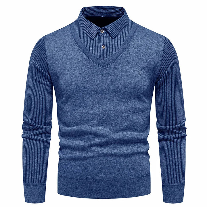 Levoire | Veste en tricot ajustée à manches longues à deux pièces Bleu
